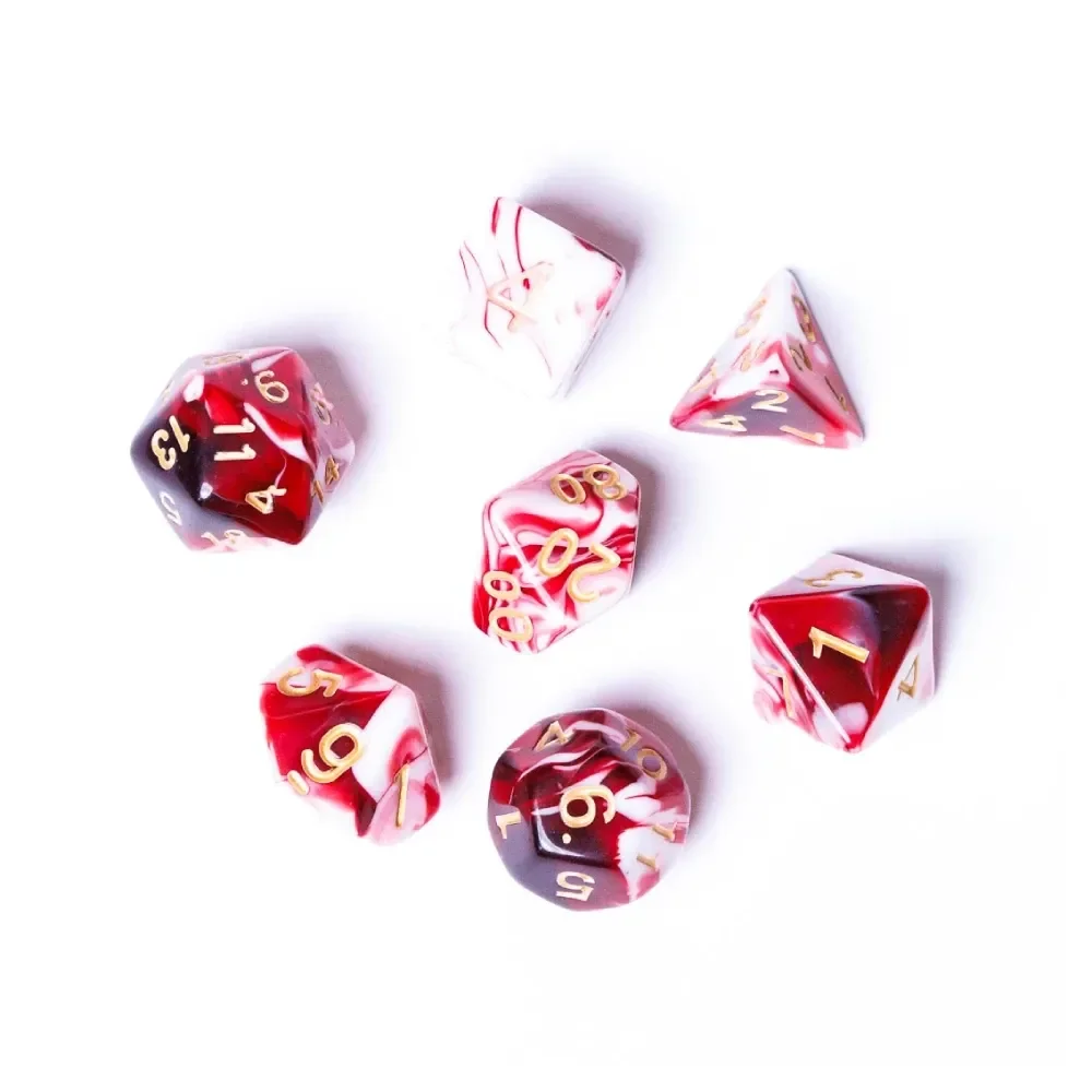 7-Dice Set – Marble (Red/White)